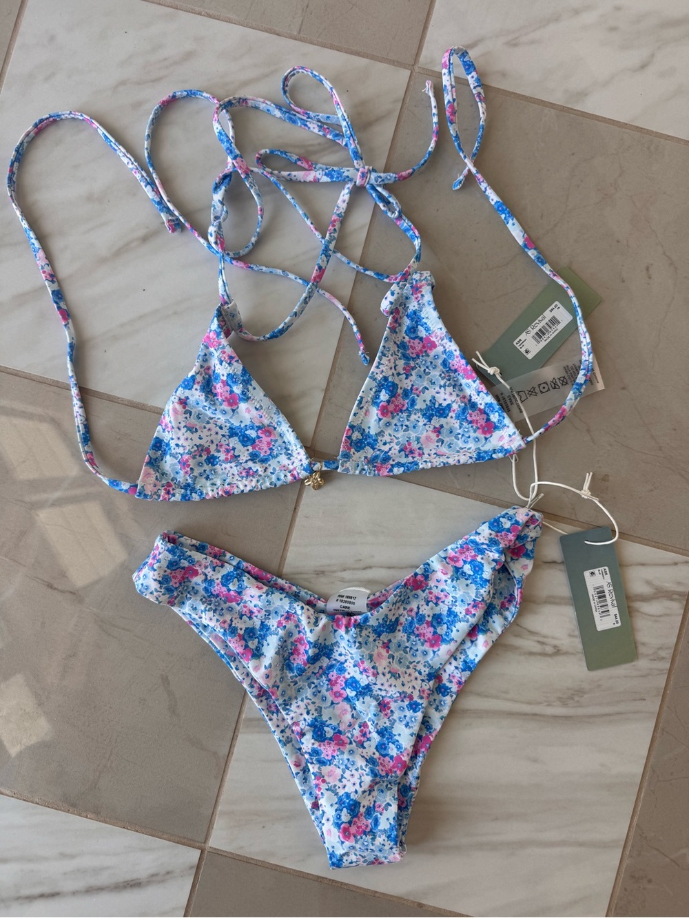 Blue and pink bikini set